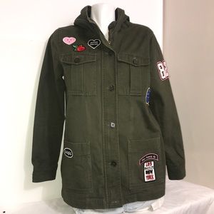 Forever 21 Retro Patch Camo Light Cargo Jacket